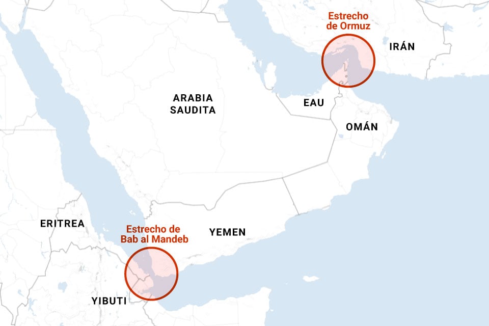 Los estrechos de Bab al Mandeb y Ormuz