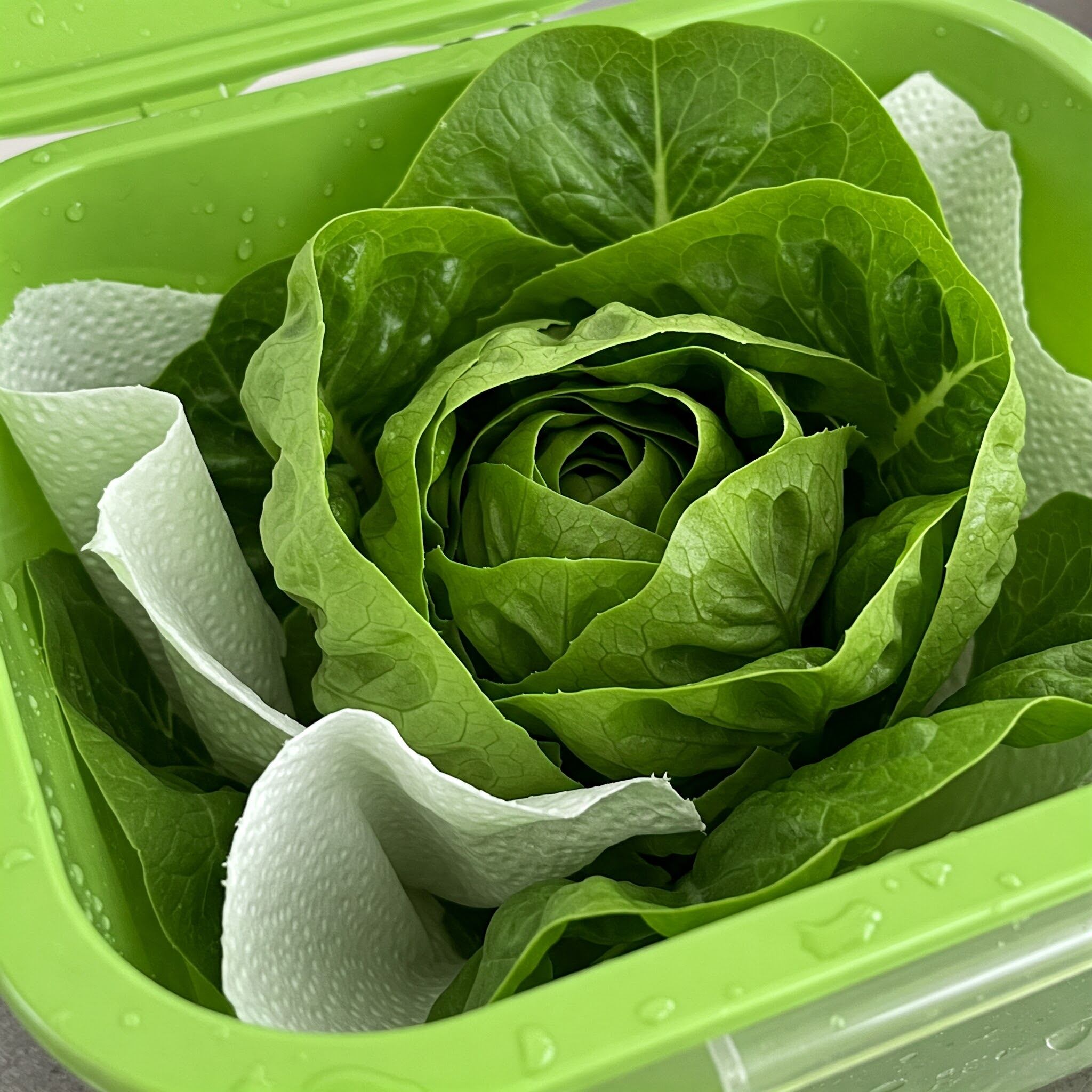 La mejor forma de conservar la lechuga es en un recipiente con tapa y con papel de cocina. (Foto: imagen ilustrativa- Gemini IA)
