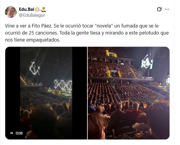 Un fan enojado con el concierto de Fito Páez en el Arena.