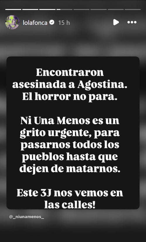 Dolores Fonzi se sumó al repudio