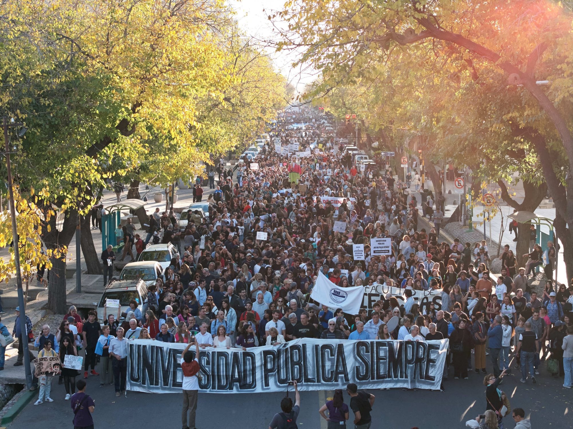 Marcha en defensa de la educación pública en la ciudad de Mendoza