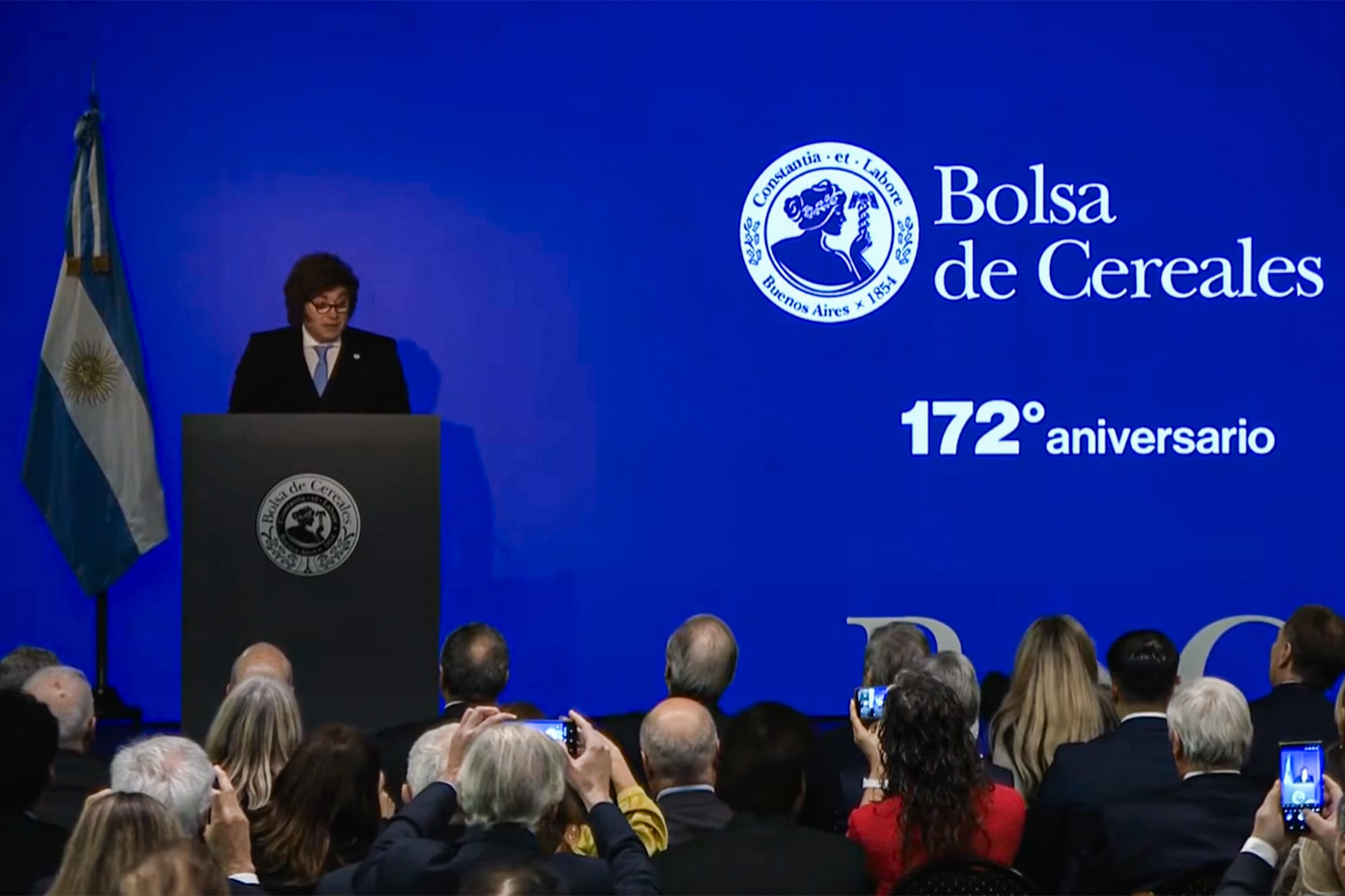Acto de Milei en la Bolsa de Cereales