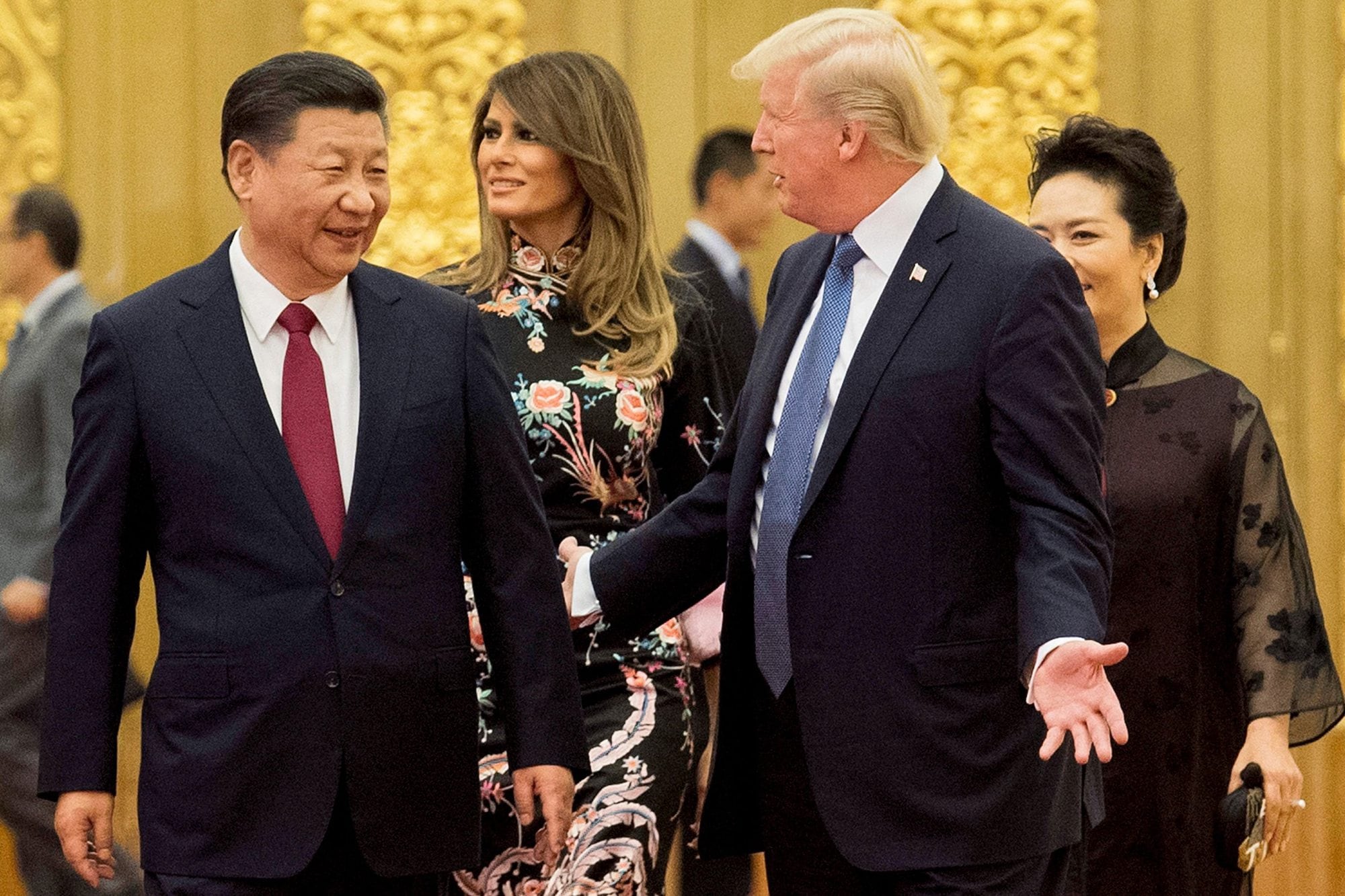Donald Trump junto a Xi Jinping durante la visita del mandatario estadounidense a China