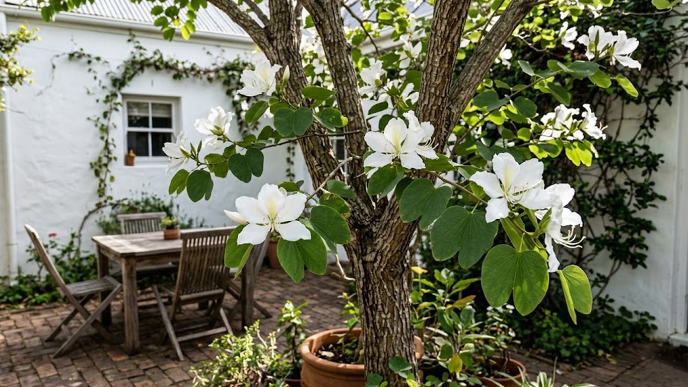 La pezuña de vaca es un árbol ornamental fácil de cuidar e ideal para patios chicos. (Imagen ilustrativa generada con IA)