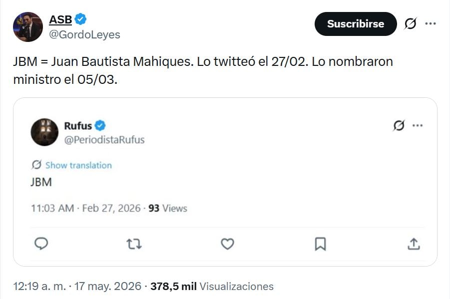 El tuit sobre Mahiques