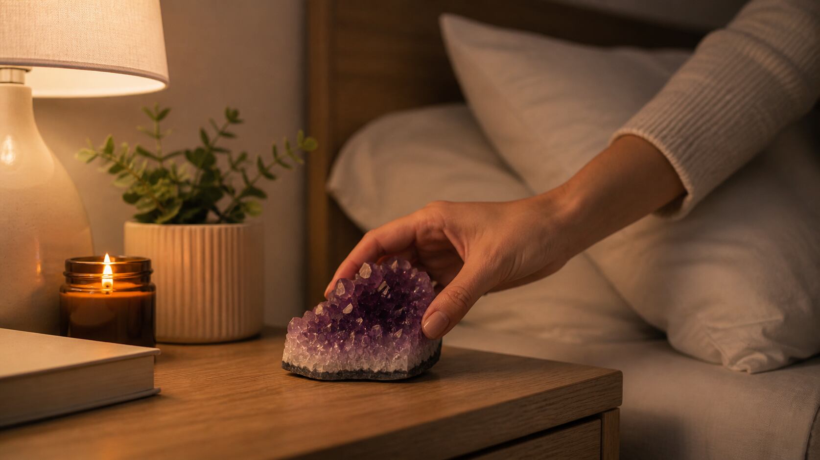 La amatista debe colocarse cerca de la cama y en lugares visibles. (Imagen ilustrativa generada con IA)