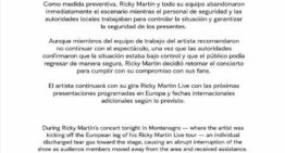 Tensión y caos en un show de Ricky Martin en Europa: arrojaron gas lacrimógeno y suspendieron el recital