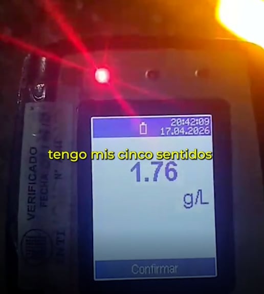 El hombre fue interceptado durante un control de alcoholemia y dio 1,76 gramos por litro de alcohol en sangre. (Foto: ANSV)