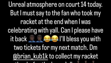 Frances Tiafoe celebró con el público, perdió una raqueta y la recuperó tras ofrecer entradas para Roland Garros