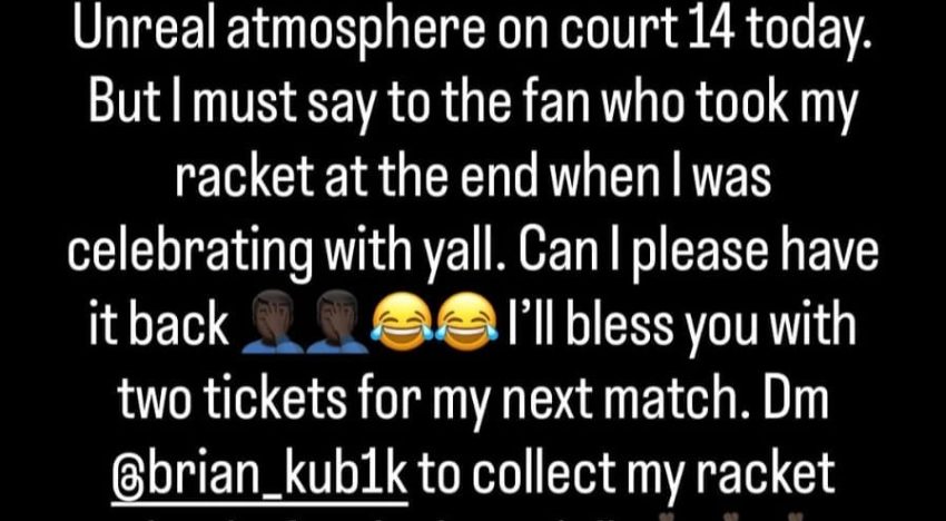 Frances Tiafoe celebró con el público, perdió una raqueta y la recuperó tras ofrecer entradas para Roland Garros