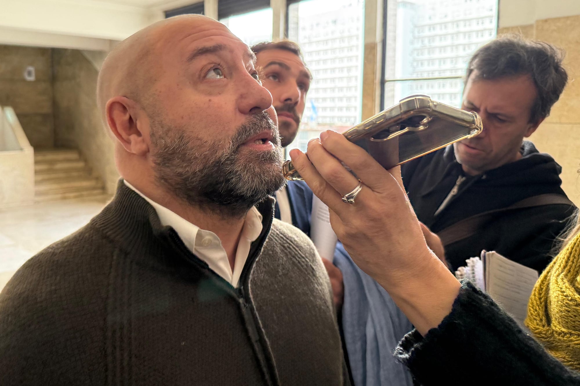 Diego Spagnulo en los tribunales de Comodoro Py tras declarar en la causa Andis