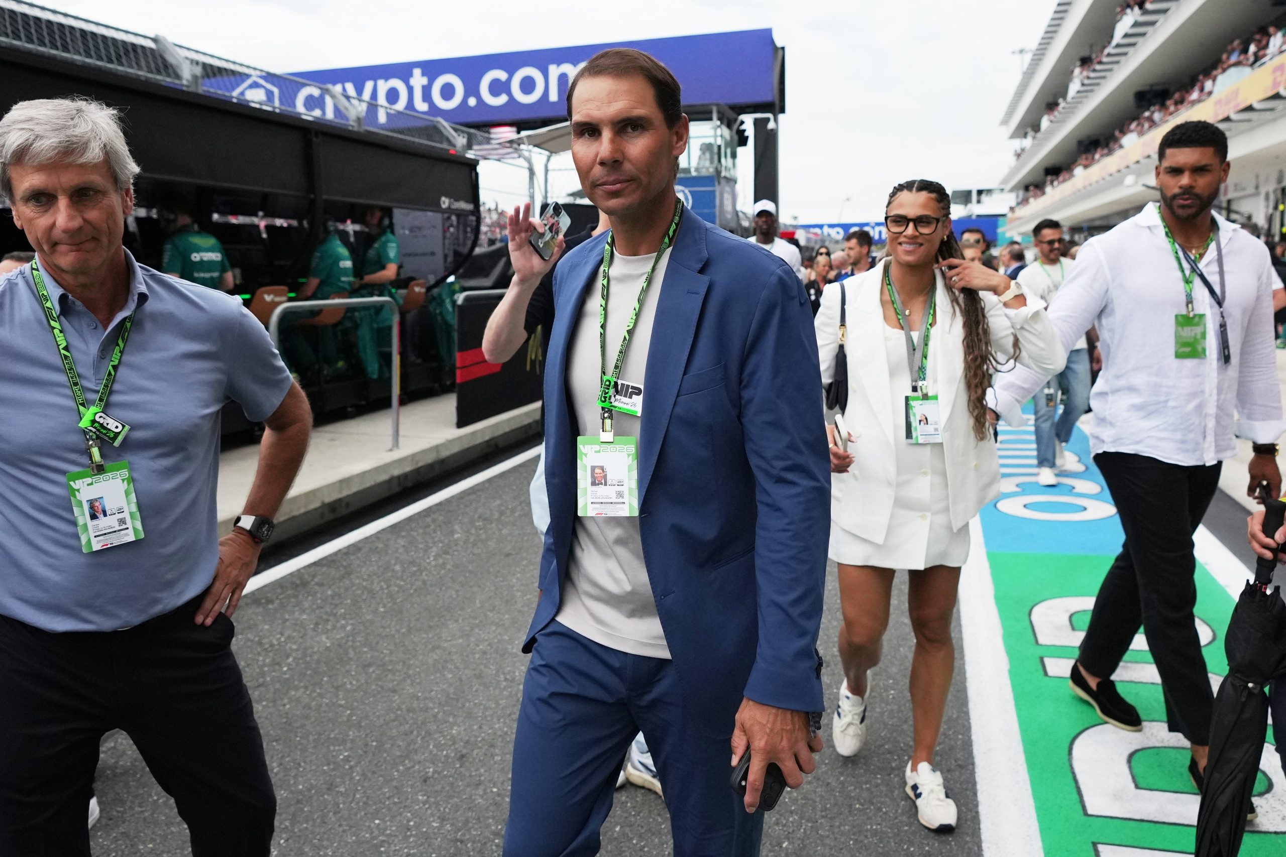 El extenista español, Rafael Nadal, en su llegada al Gran Premio de Miami