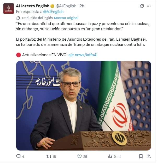 Las palabras del funcionario iraní