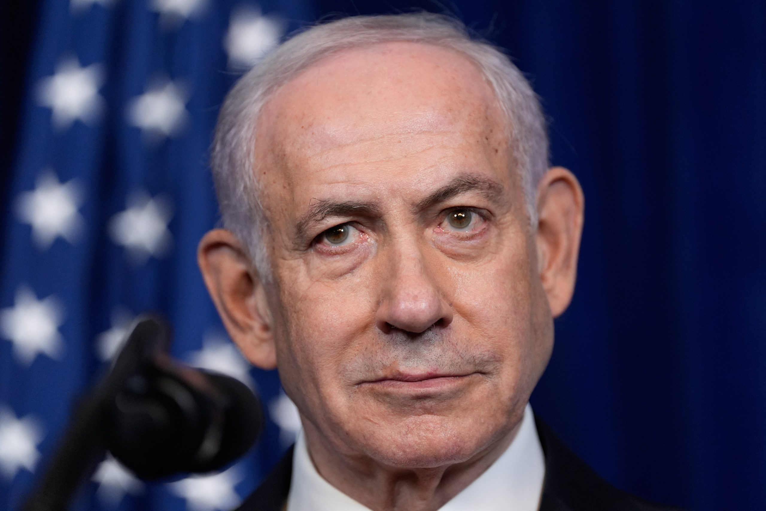 El primer ministro de Israel, Benjamin Netanyahu, durante una conferencia de prensa con el presidente de Estados Unidos, en Mar-a-Lago