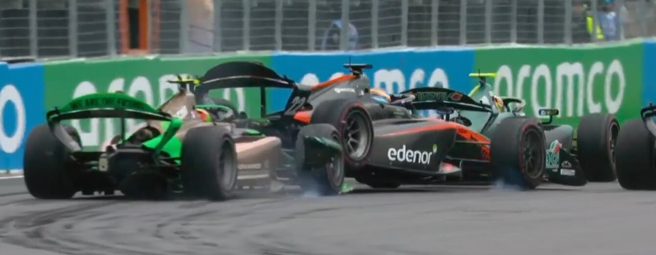 El accidente que sufrió Nicolás Varrone en la Fórmula 2. (Foto: Captura ESPN).