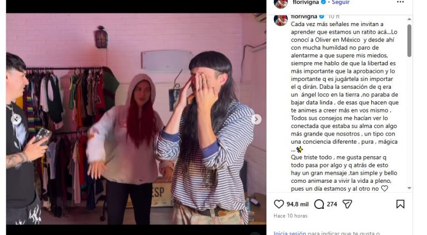 Flor Vigna se mostró dolida por la muerte de Oliver Tree y publicó el último mensaje que el cantante le mandó