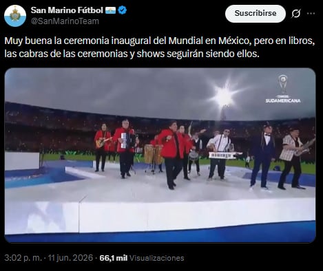 Los mejores memes de la apertura del Mundial. (Foto: X - SanMarinoTeam)