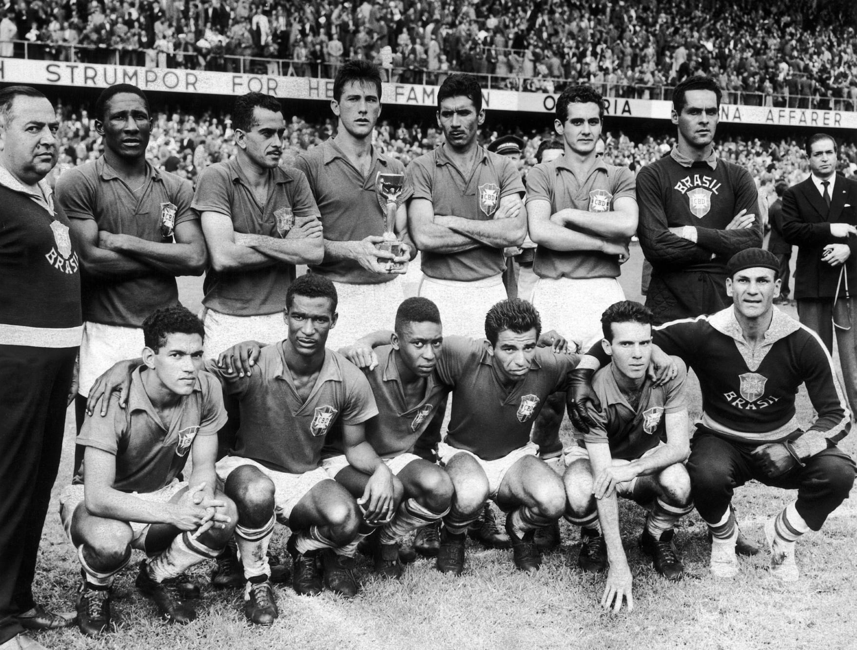 La selección de Brasil cuando ganó el Mundial de 1958