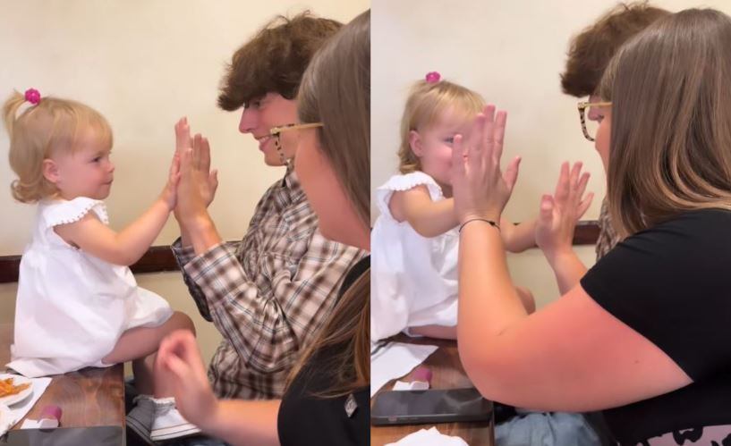 Milenka junto a la mujer que la gestó y el hijo de ella. (Foto: captura de Telefe)