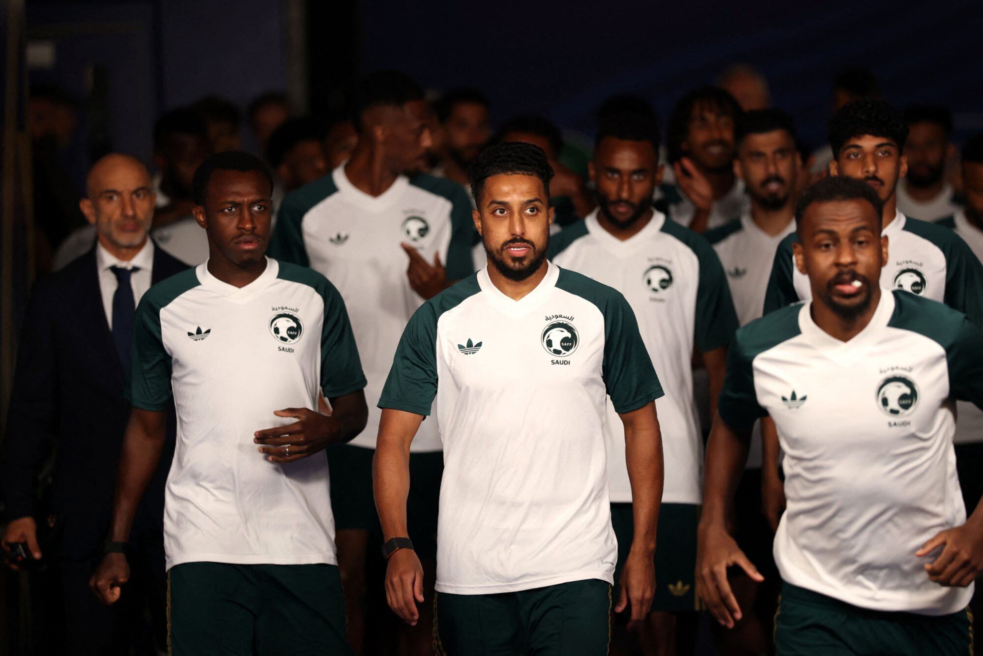 Salem Aldawsari, al frente de la ilusión saudí: están obligados a ganar (Photo by MICHAEL STEELE / GETTY IMAGES NORTH AMERICA / Getty Images via AFP)