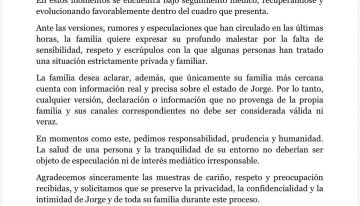 “Pedimos responsabilidad, prudencia y humanidad”: qué dice el comunicado de la familia Messi sobre el estado de salud de Jorge, el padre de Lionel