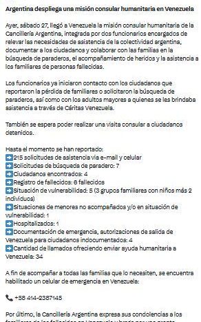 El Gobierno confirmó la muerte de seis argentinos durante los terremotos en Venezuela
