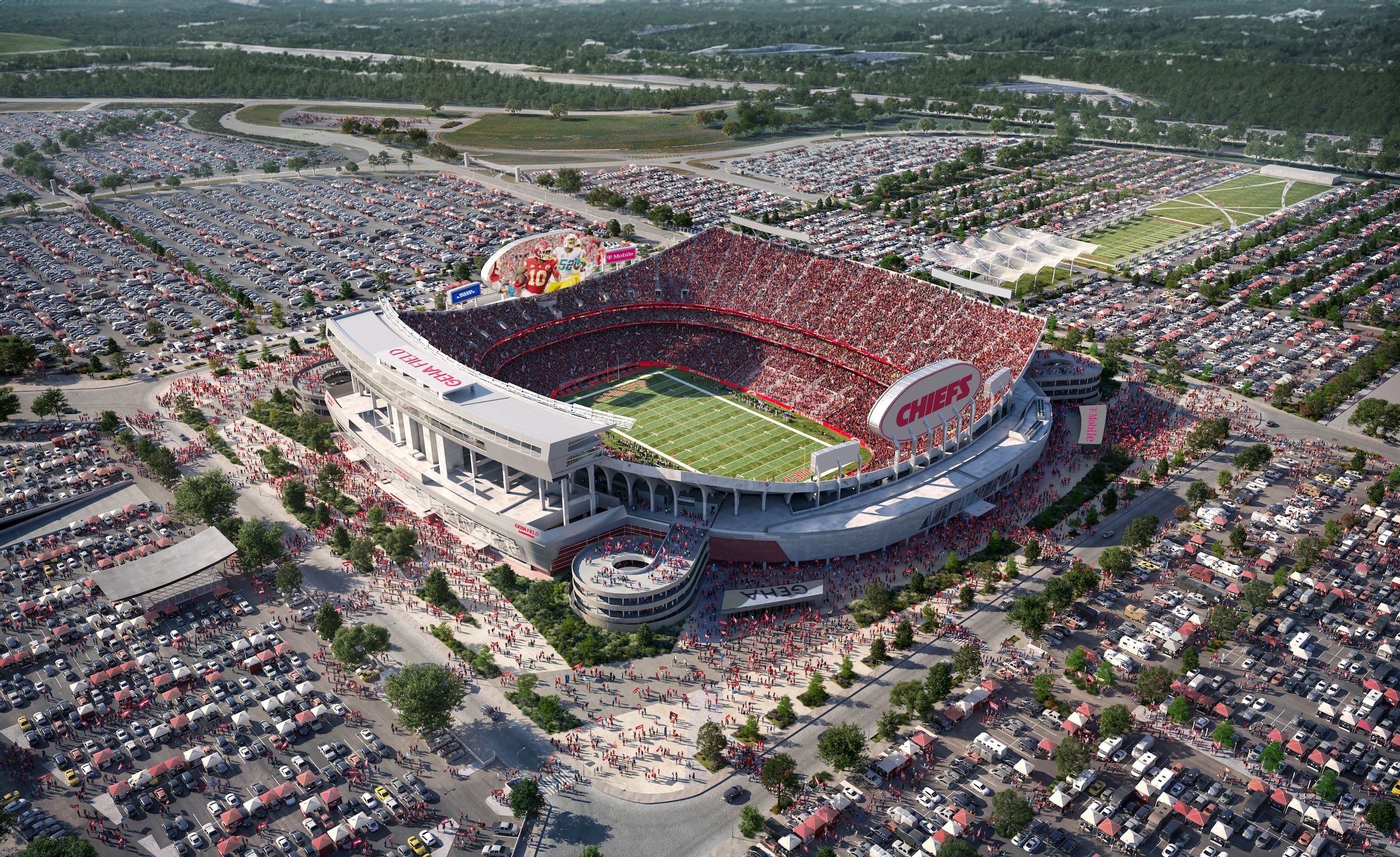 Los estadios de la NFL se transforman para el Mundial de fútbol.