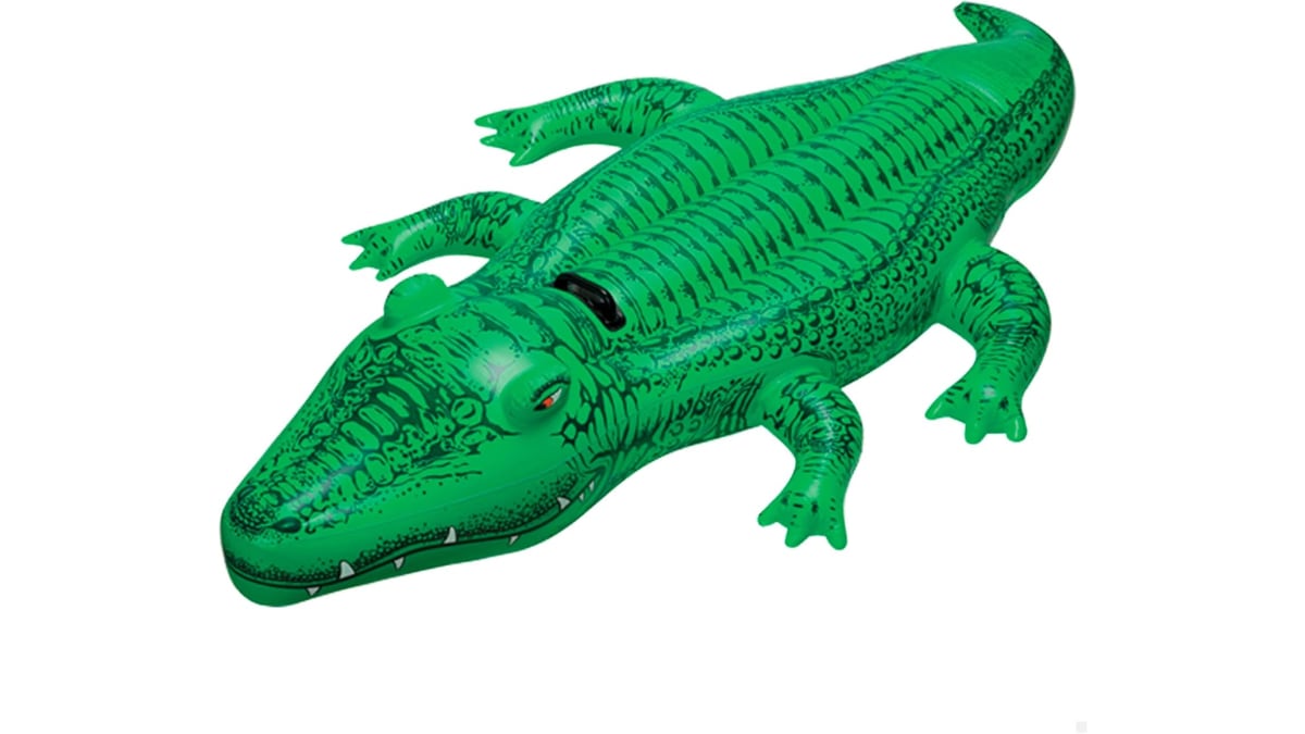 Flotador hinchable con forma de cocodrilo.