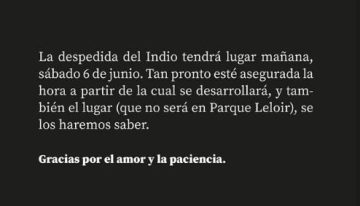 Confirmaron que el velatorio del Indio Solari será mañana, pero todavía no está definido el lugar