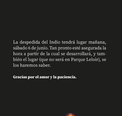 Confirmaron que el velatorio del Indio Solari será mañana, pero todavía no está definido el lugar