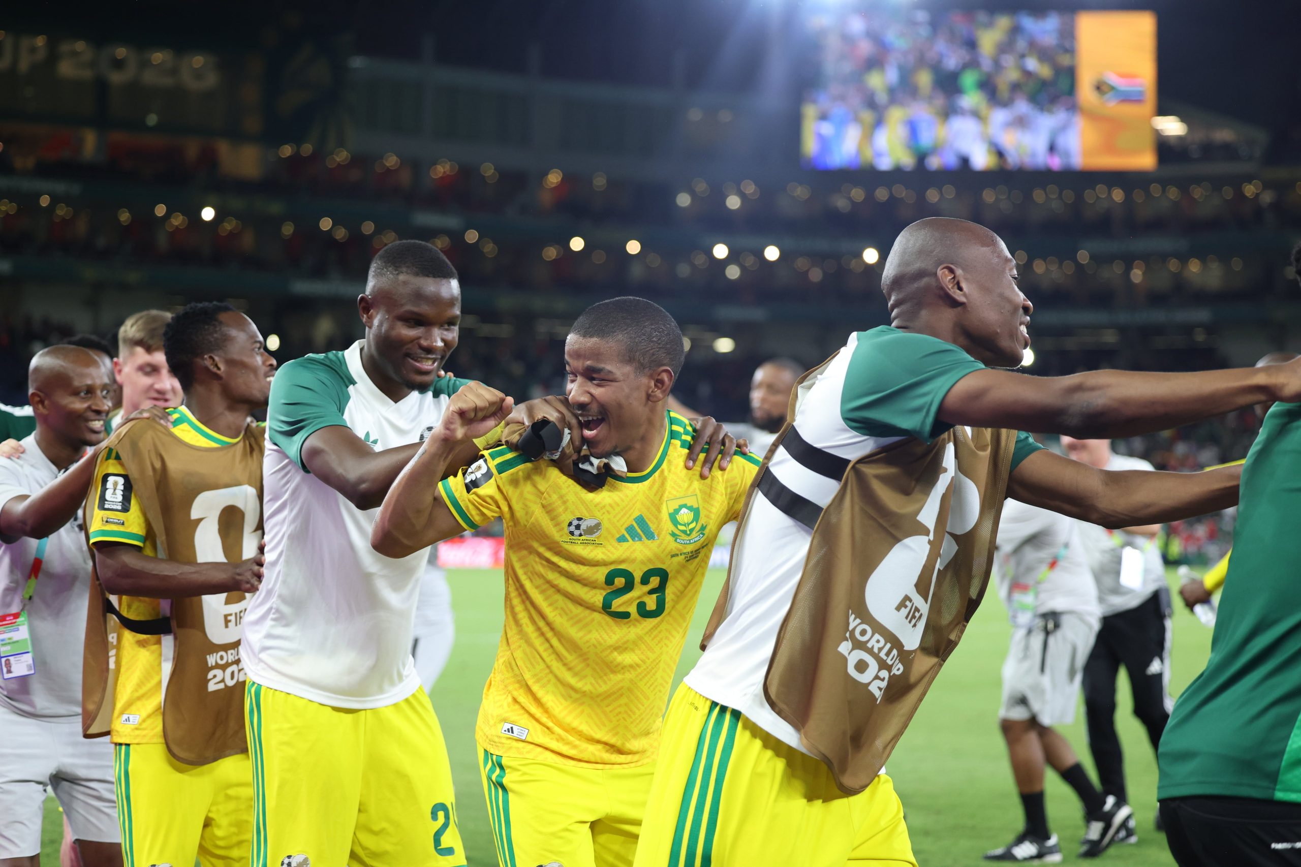 Sudáfrica celebra un gol contra Corea del Sur