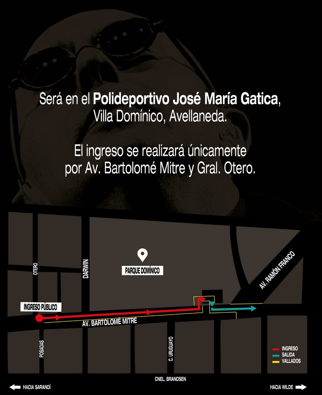 El mapa del velatorio del Indio Solari en Villa Domínico. (Foto: X / Indio_Solari_ok)