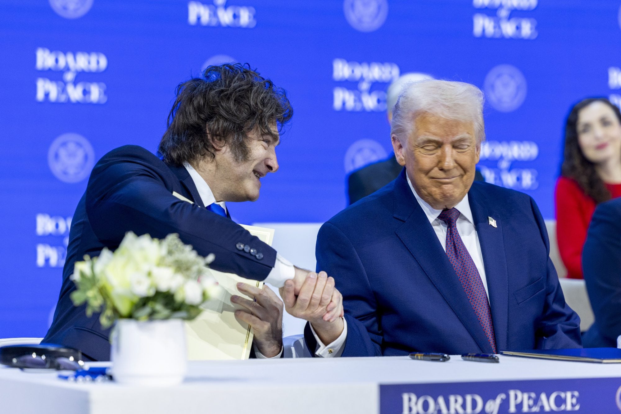 Javier Milei y Donald Trump en el foro economico de Davos 2026
