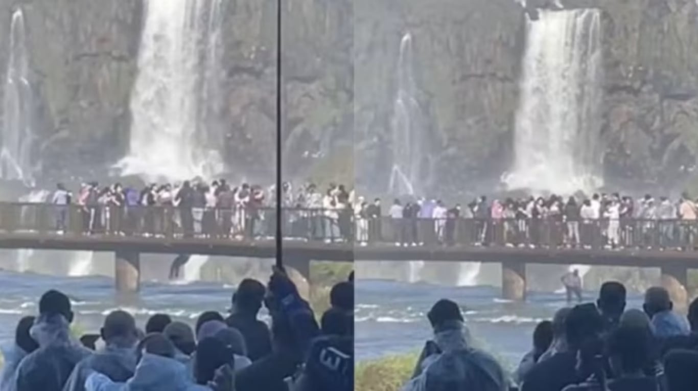 El turista se tiró al río para recuperar su celular que se había caído. (Foto: Captura Gentileza G1)