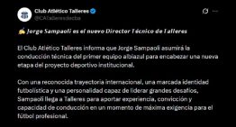 Jorge Sampaoli fue anunciado como nuevo DT de Talleres de Córdoba