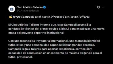 Jorge Sampaoli fue anunciado como nuevo DT de Talleres de Córdoba