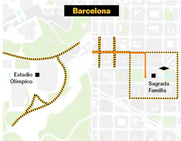 Cortes de tráfico y líneas de transporte público afectadas en Barcelona durante la visita del Papa