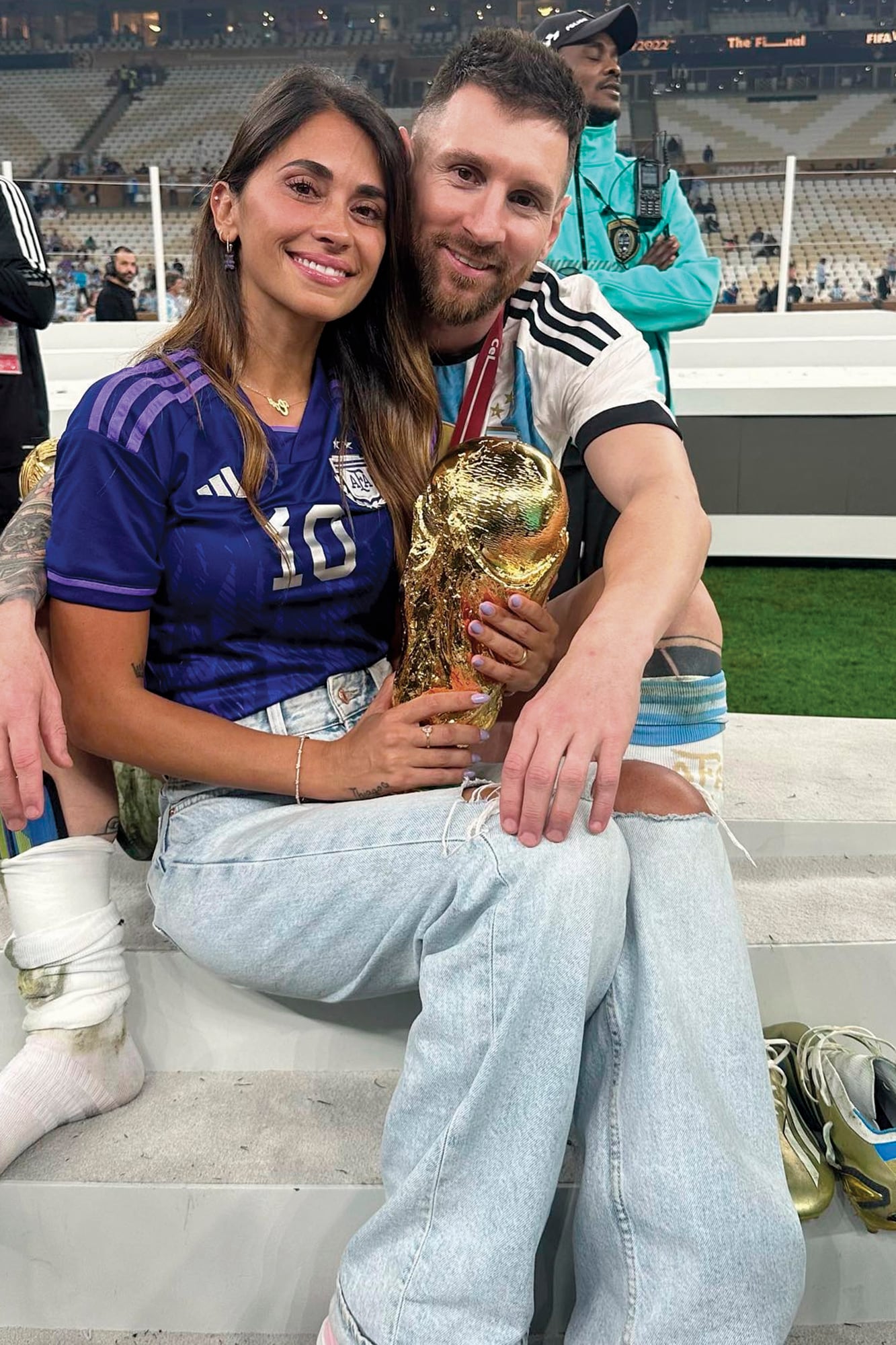 El festejo con su marido, Lionel Messi