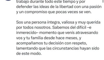 Karina Milei agradeció a Manuel Adorni tras dejar su cargo: “Persona íntegra y valiosa”
