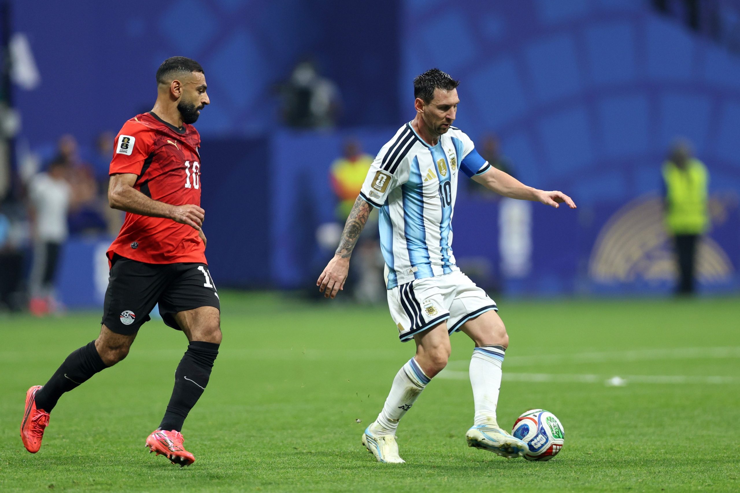 Mohamed Salah felicitó a la Selección argentina por la clasificación a cuartos de final. (Foto: AP)