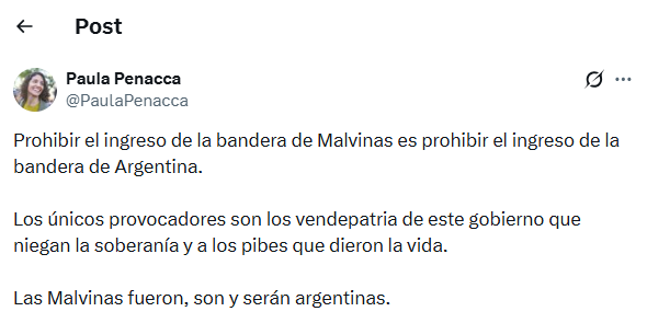 El posteo de Penacca en X