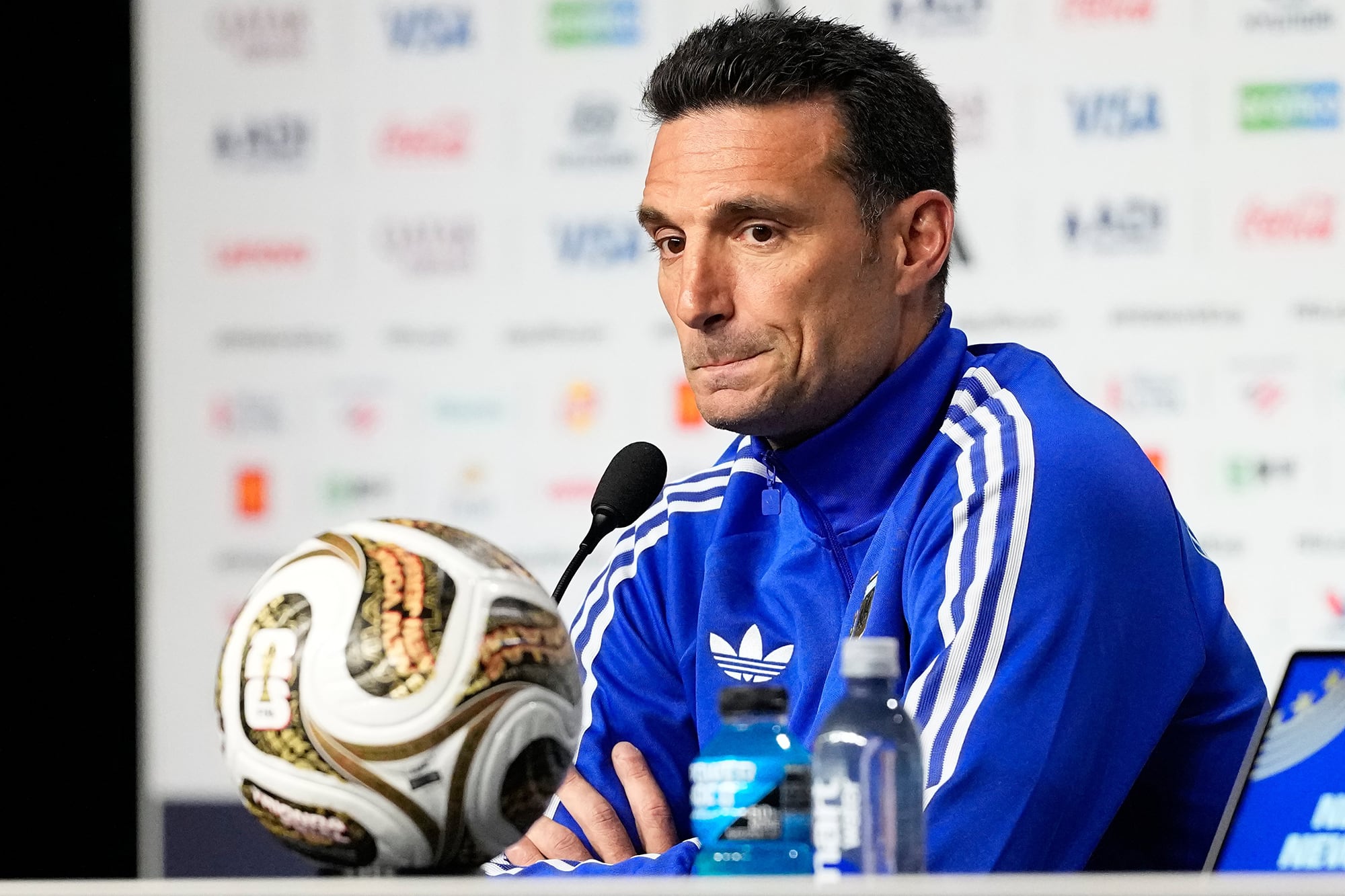 El entrenador argentino durante la conferencia de prensa previa a la gran final