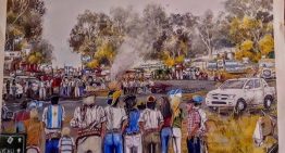 “Minga de rodillas”: expone en la Rural el pintor de un cuadro que reflejó un momento muy tenso en el país