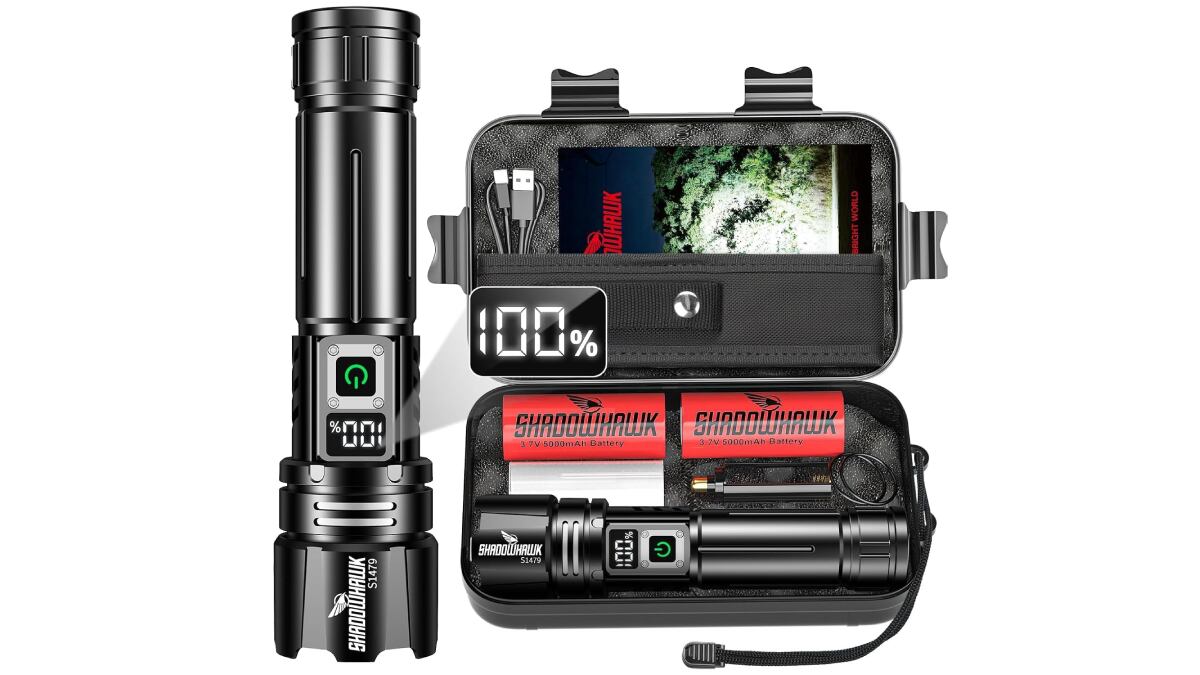 Linterna led de alta potencia con pantalla LCD.