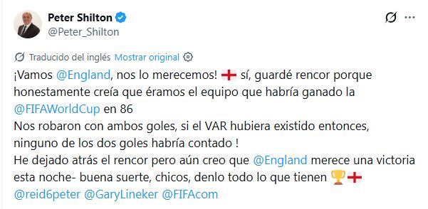El mensaje del exarquero de Inglaterra en sus redes sociales. (Foto: @Peter_Shilton/X)