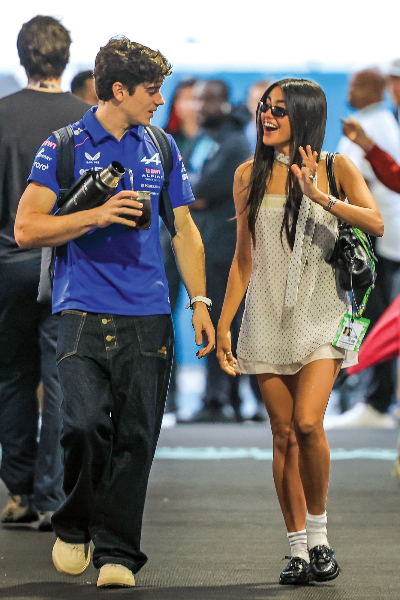 La actriz estuvo presente junto al piloto durante muchos momentos del GP en Miami (Photo by Kym Illman/Getty Images)