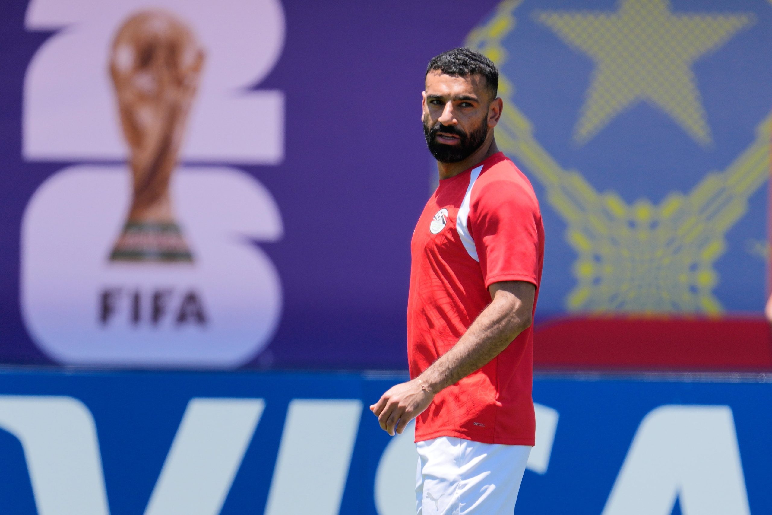 Mohamed Salah, la figura de Egipto, en la última práctica de cara al partido de este viernes contra Australia, por los dieciseisavos de final del Mundial 2026