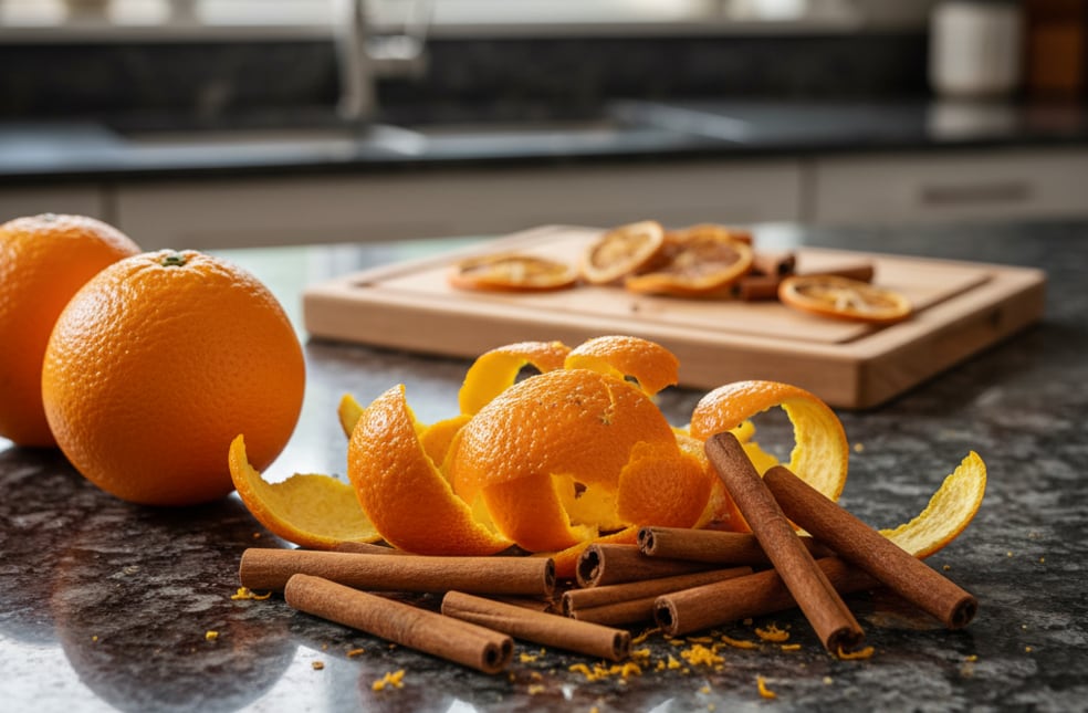 La naranja aporta un aroma cítrico y la canela cálido. (Imagen ilustrativa IA Gemini)