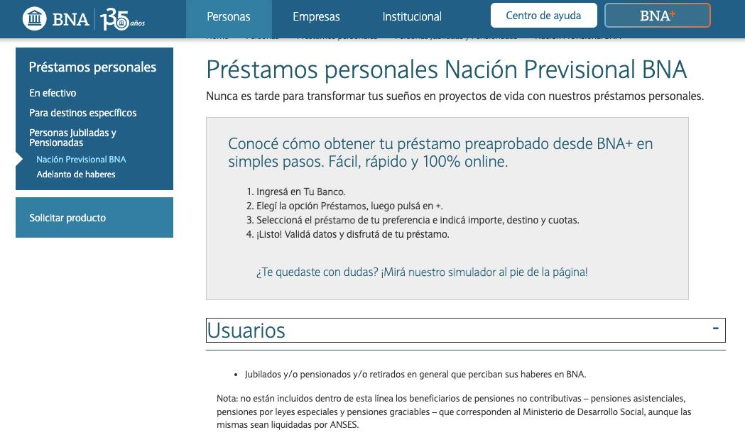 Así es este préstamo del Banco Nación (Foto: BNA).
