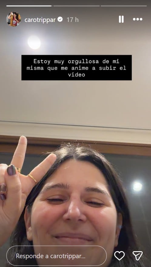 Tras la publicación, recibió miles de mensajes de apoyo en las redes sociales (Captura: Instagram @carotrippar)